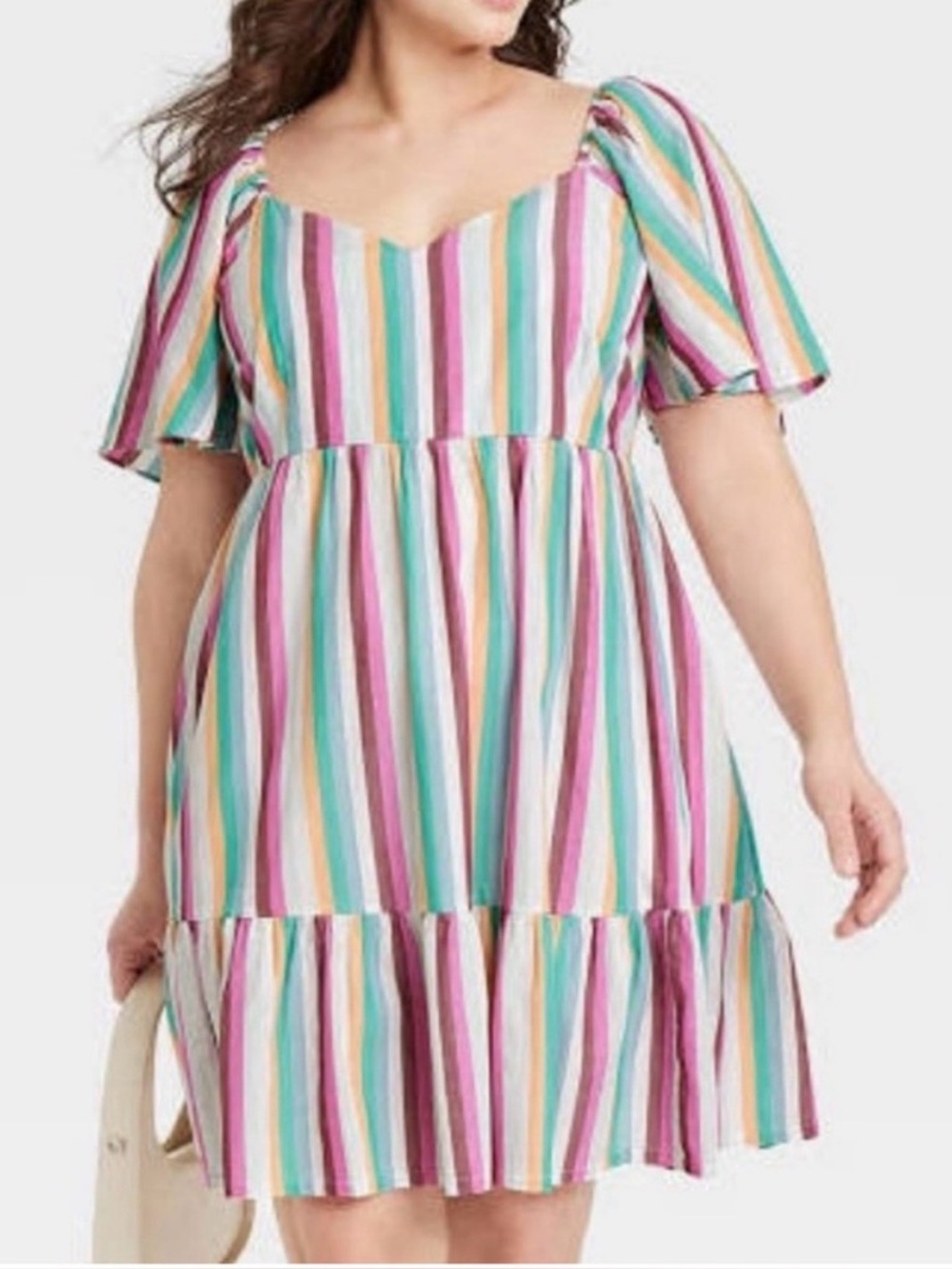 Ava & Viv Multicolored Striped Smocked Dress 100% Cotton